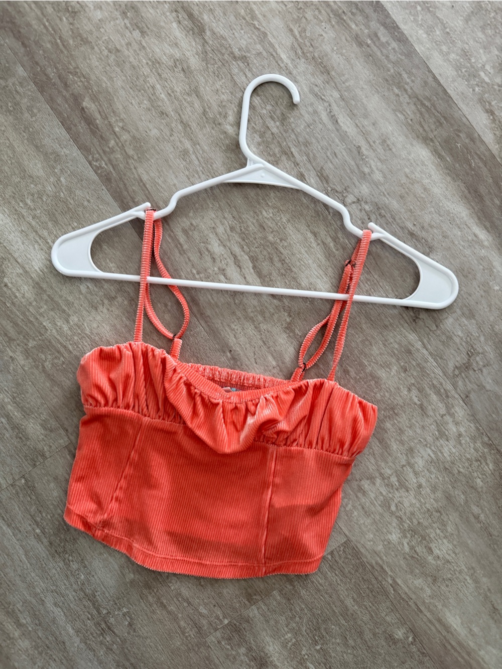Urban Outfitters Orange Spaghetti Strap Tank with Ruching Sz sm